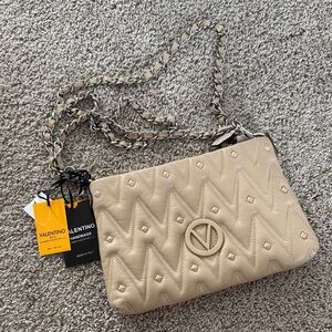 Valentino Taupe Quilted Shoulder Bag